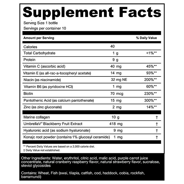 Radien Collagen Elixir nutrition facts